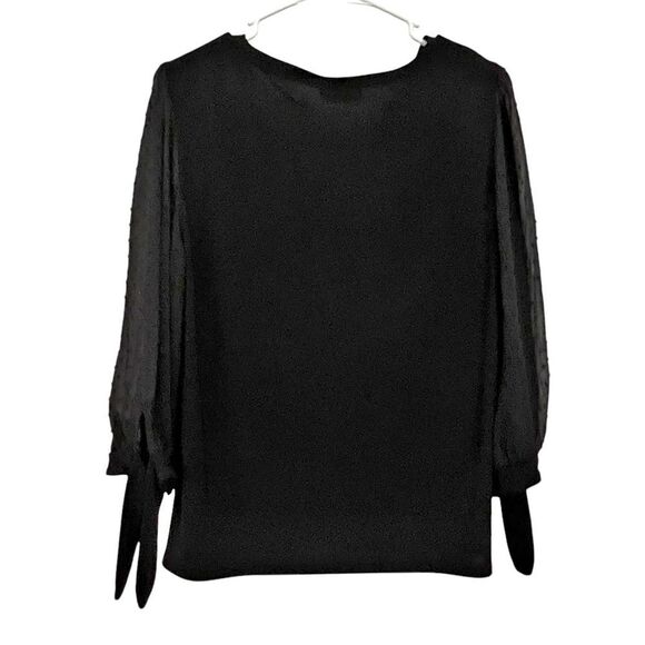 CeCe Black Sheer Swiss Dot Sleeve Blouse - Picture 4 of 10